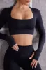 Long Sleeve Crop Top in Jet Black sold by Oh Polly