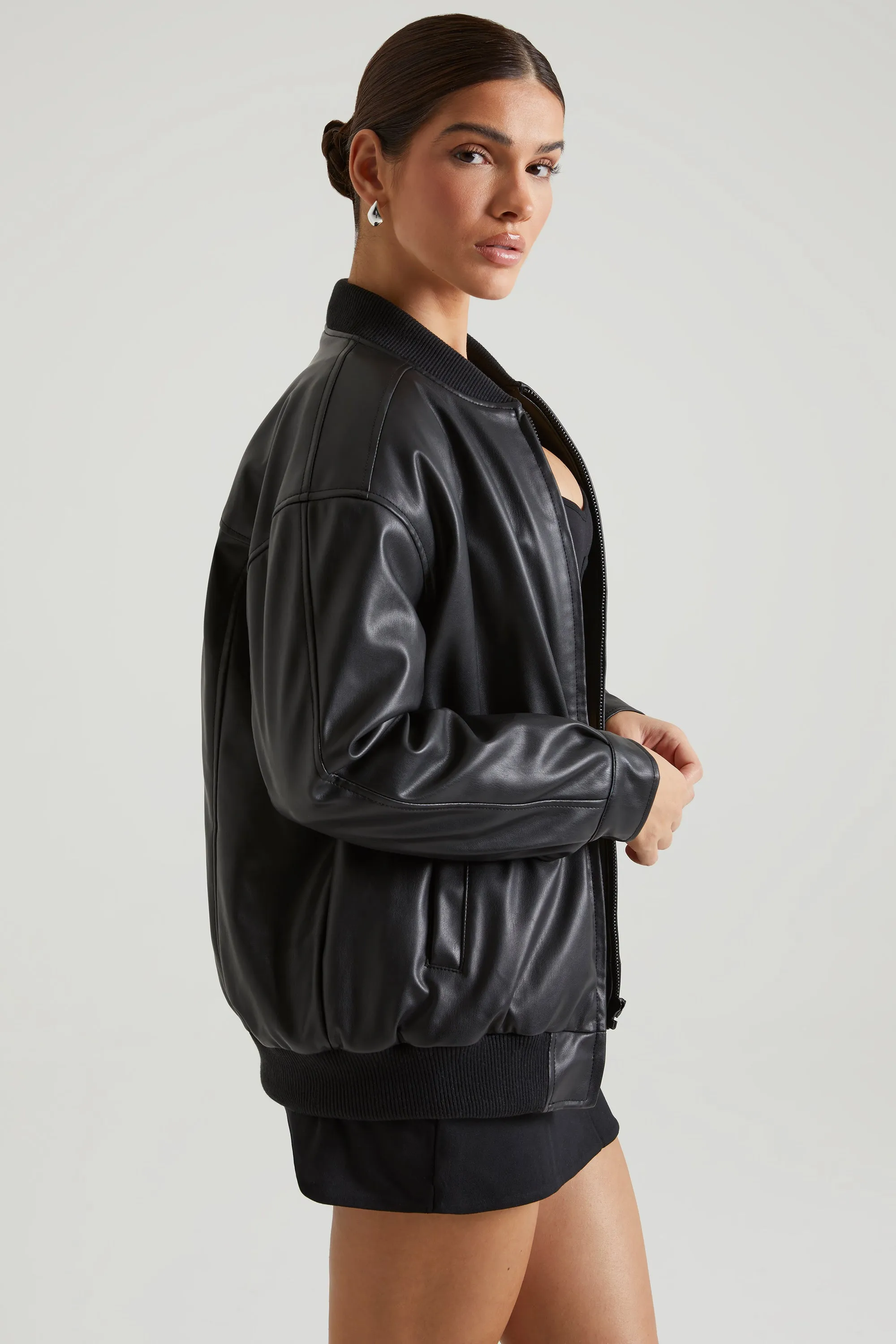 Faux Leather Jacket in Black sold by Oh Polly product image thumbnail 3