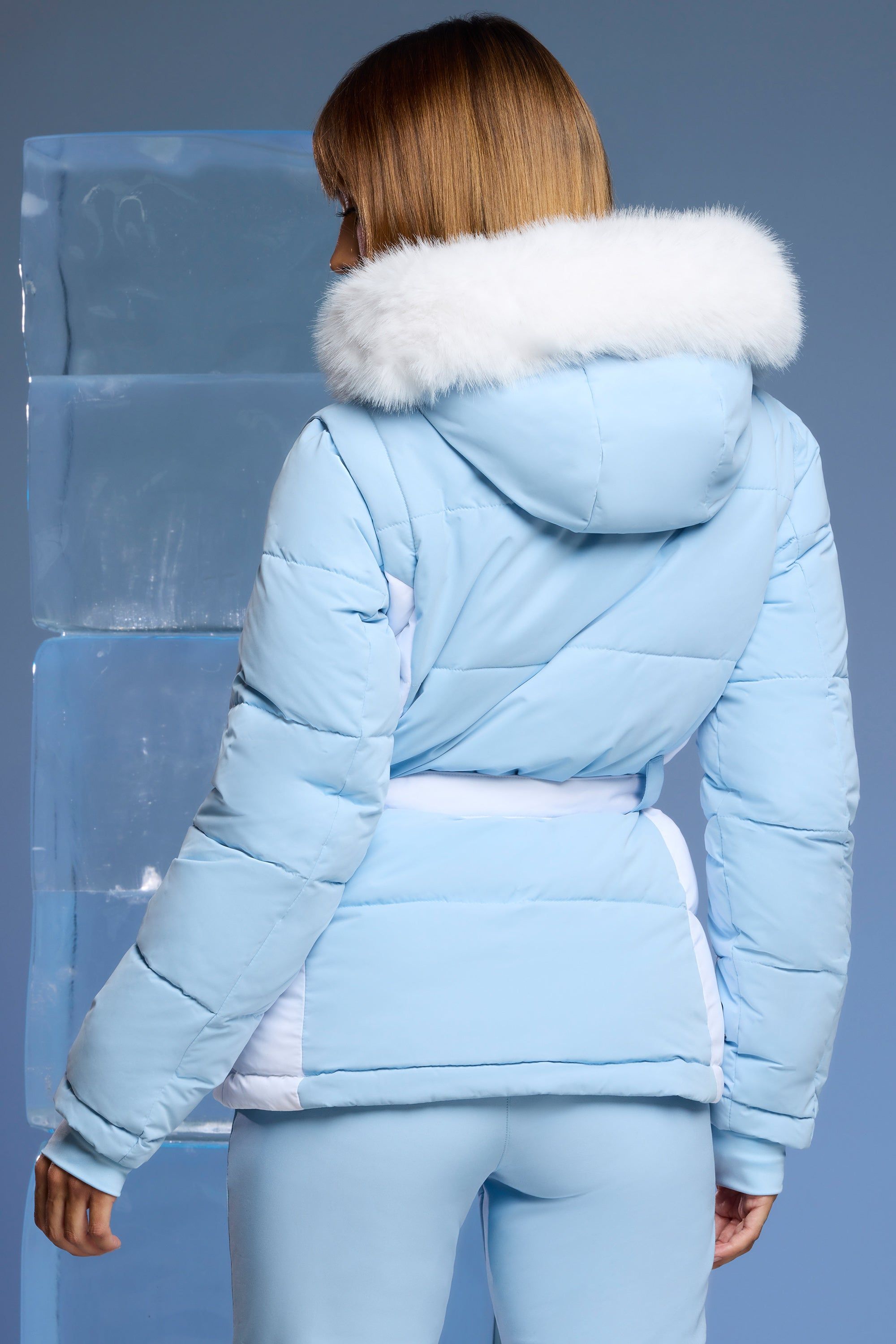 Ski Jacket with Detachable Sleeves in Baby Blue sold by Oh Polly product image thumbnail 2