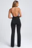 Tall Hardware Detail Plunge Halterneck Jumpsuit in Black sold by Oh Polly