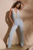 Embellished Plunge Neck Jumpsuit in Aqua sold by Oh Polly