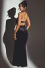 Velvet Halter Neck Maxi Dress in Jet Black sold by Oh Polly