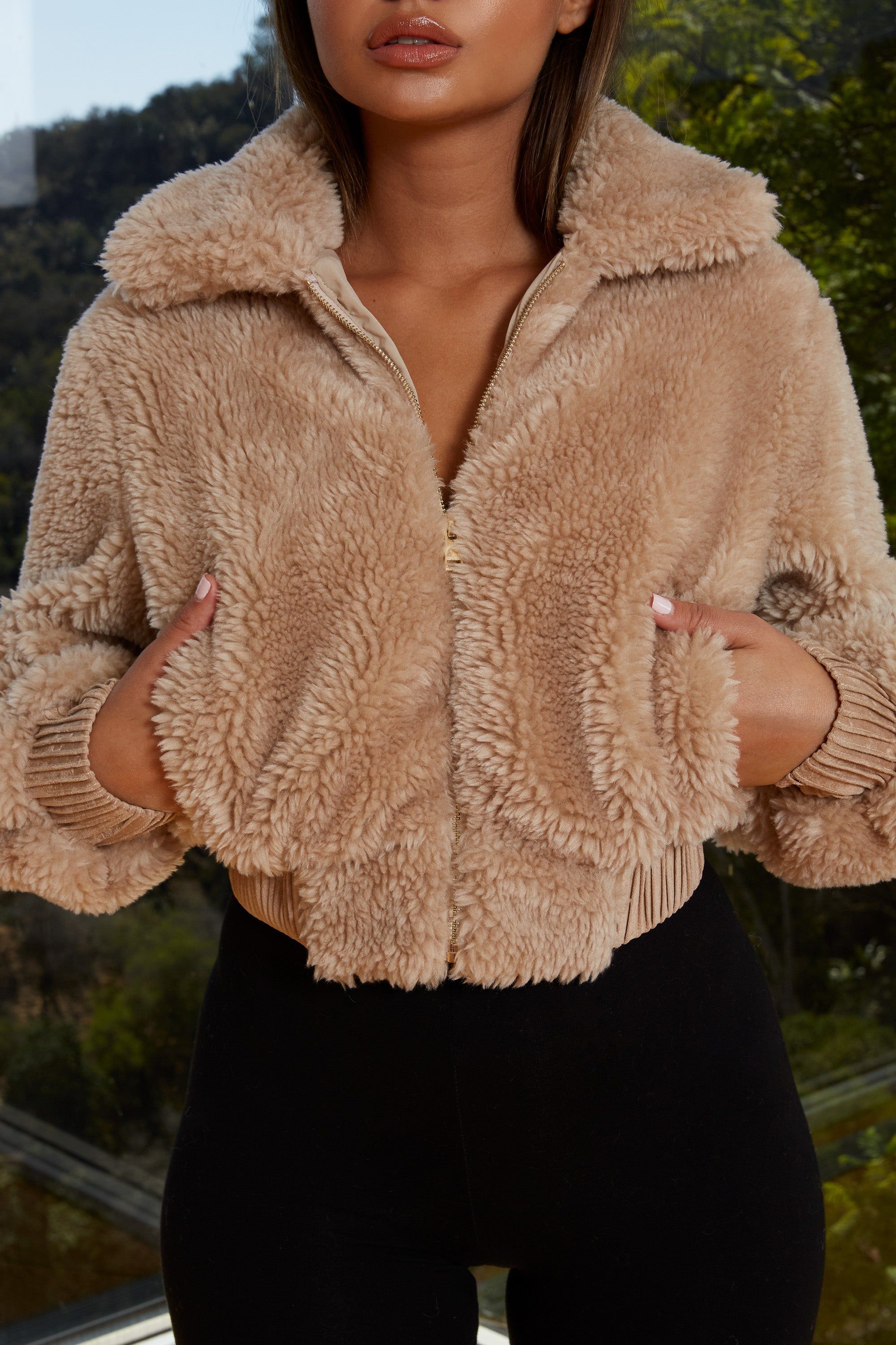 Teddy Cropped Faux Fur Jacket in Beige sold by Oh Polly product image thumbnail 11