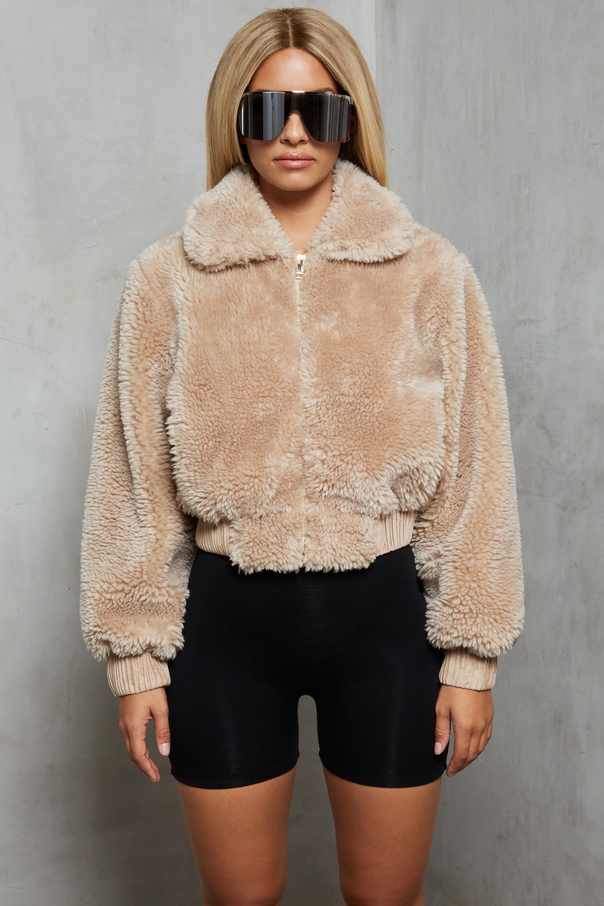 Teddy Cropped Faux Fur Jacket in Beige sold by Oh Polly product image thumbnail 9