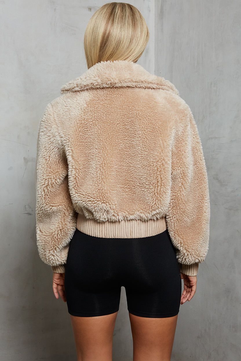 Teddy Cropped Faux Fur Jacket in Beige sold by Oh Polly product image thumbnail 15