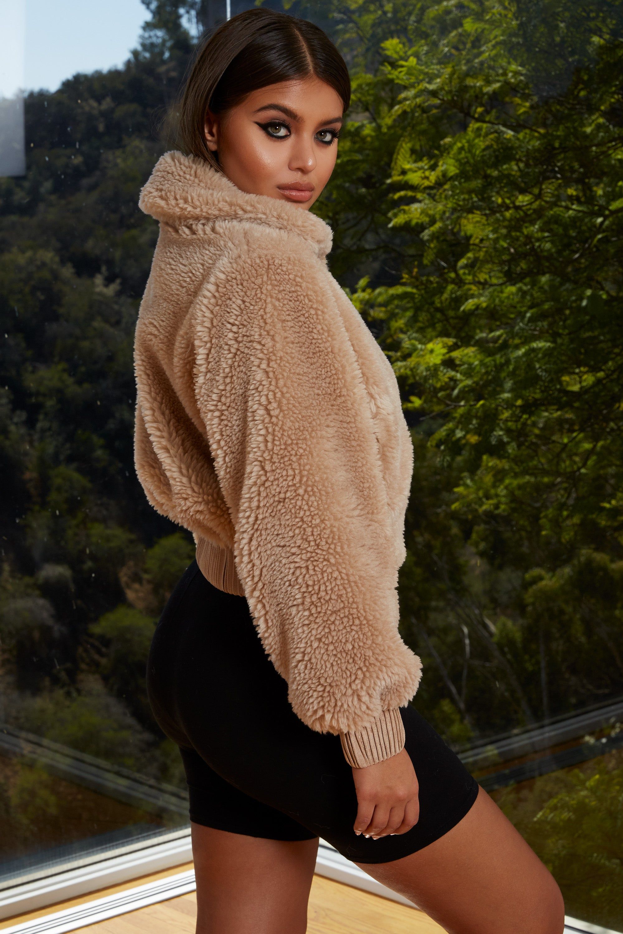 Teddy Cropped Faux Fur Jacket in Beige sold by Oh Polly product image thumbnail 12