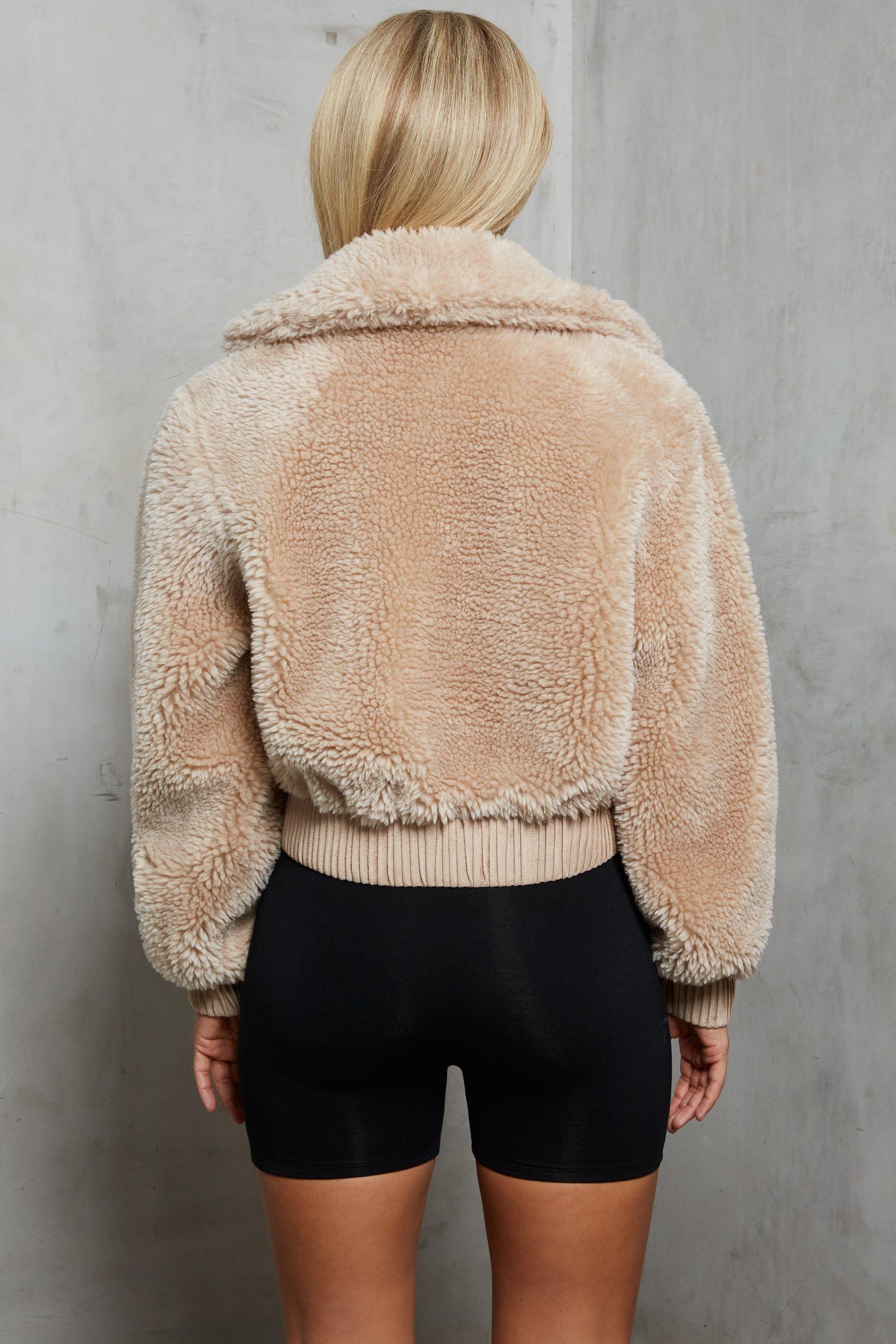 Teddy Cropped Faux Fur Jacket in Beige sold by Oh Polly product image thumbnail 10