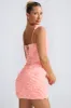 Floral-Appliqué Corset Mini Dress in Coral sold by Oh Polly
