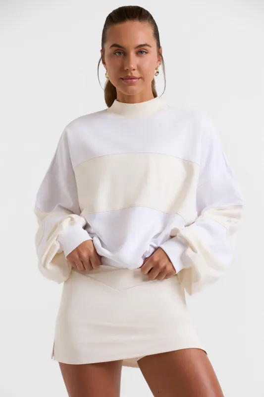 Oversized High Neck Sweatshirt in Bone sold by Oh Polly