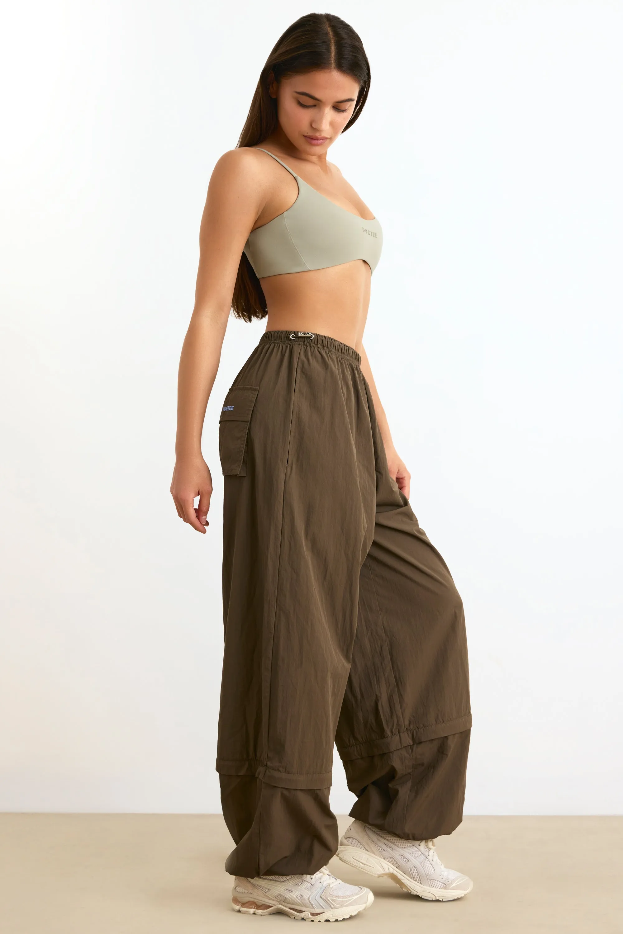 Convertible Wide Leg Track Pants in Espresso sold by Oh Polly product image thumbnail 3