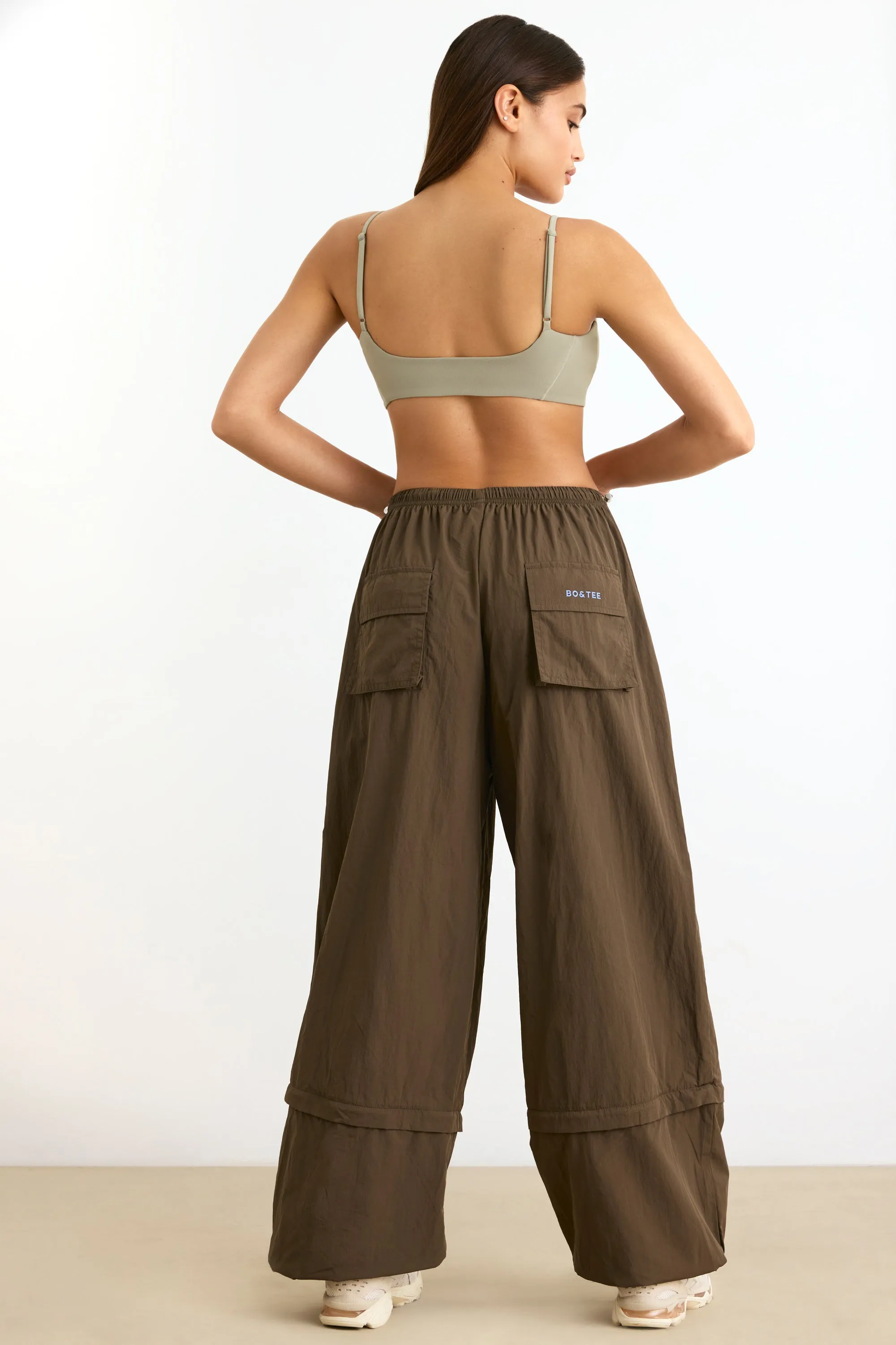 Convertible Wide Leg Track Pants in Espresso sold by Oh Polly product image thumbnail 2