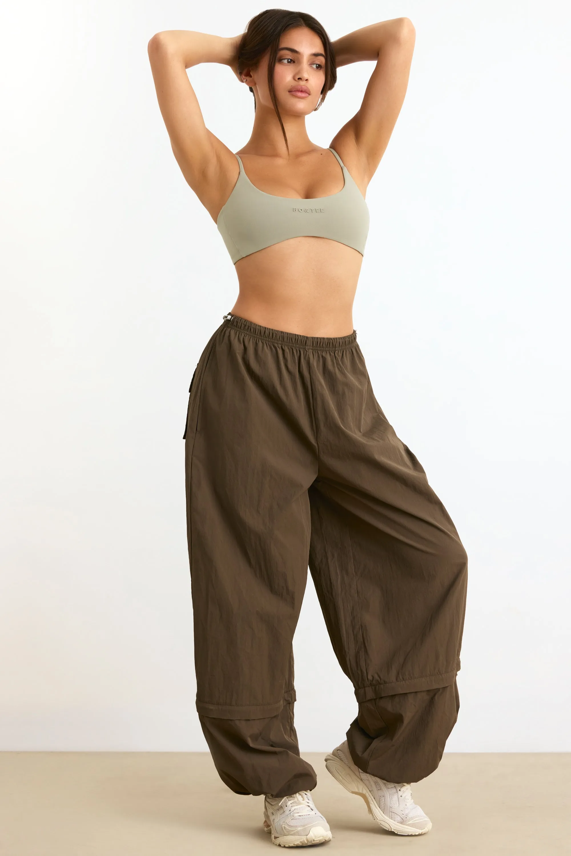 Convertible Wide Leg Track Pants in Espresso sold by Oh Polly product image thumbnail 5