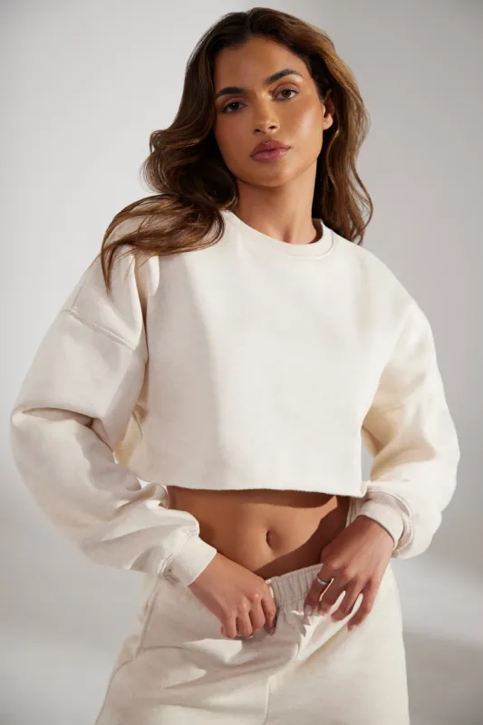 Cropped Oversized Sweatshirt in Heather Oat sold by Oh Polly