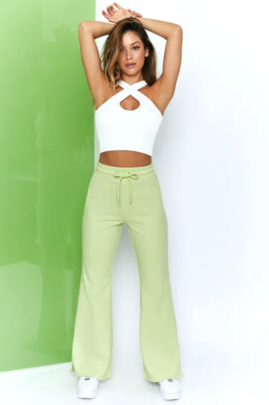 Life Wide Leg Joggers in Lime made by Oh Polly