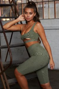 Caught Short High Waisted Cycle Shorts in Khaki sold by Oh Polly