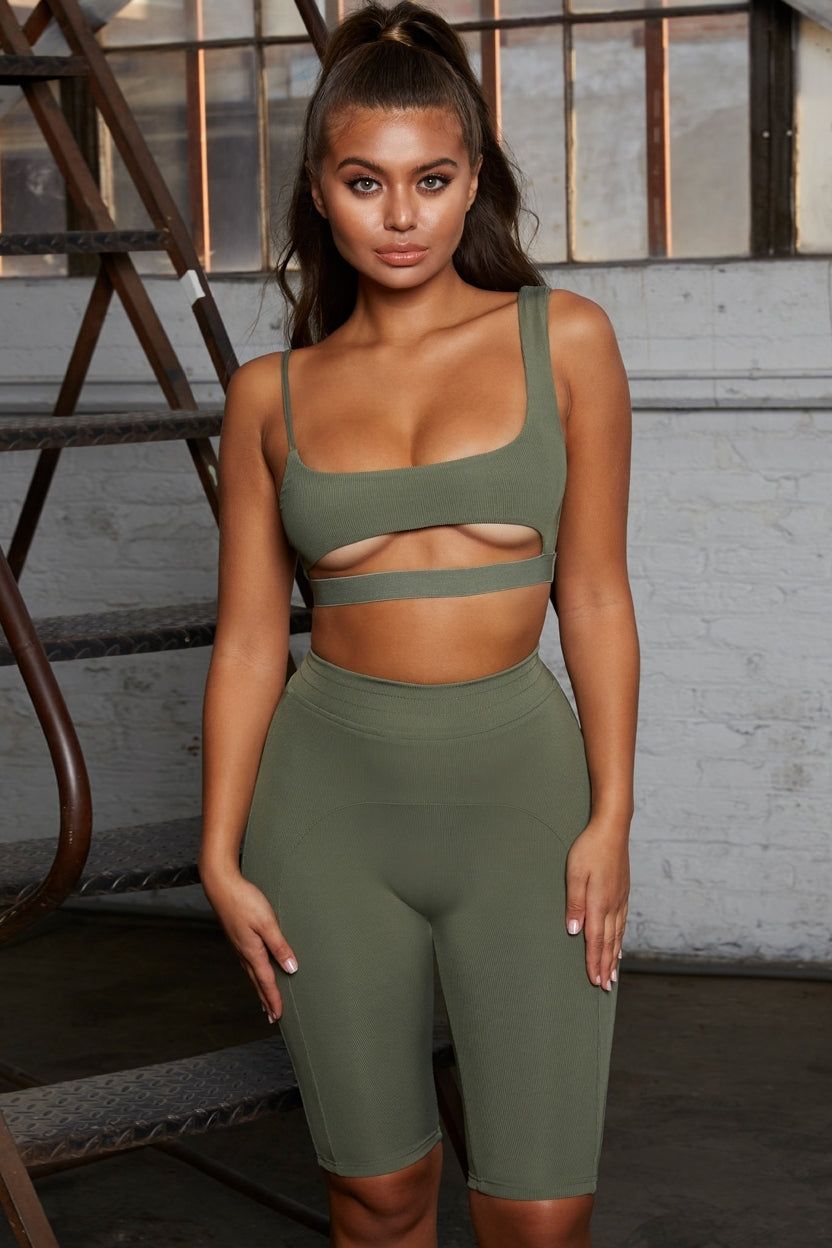 Caught Short High Waisted Cycle Shorts in Khaki sold by Oh Polly product image thumbnail 12