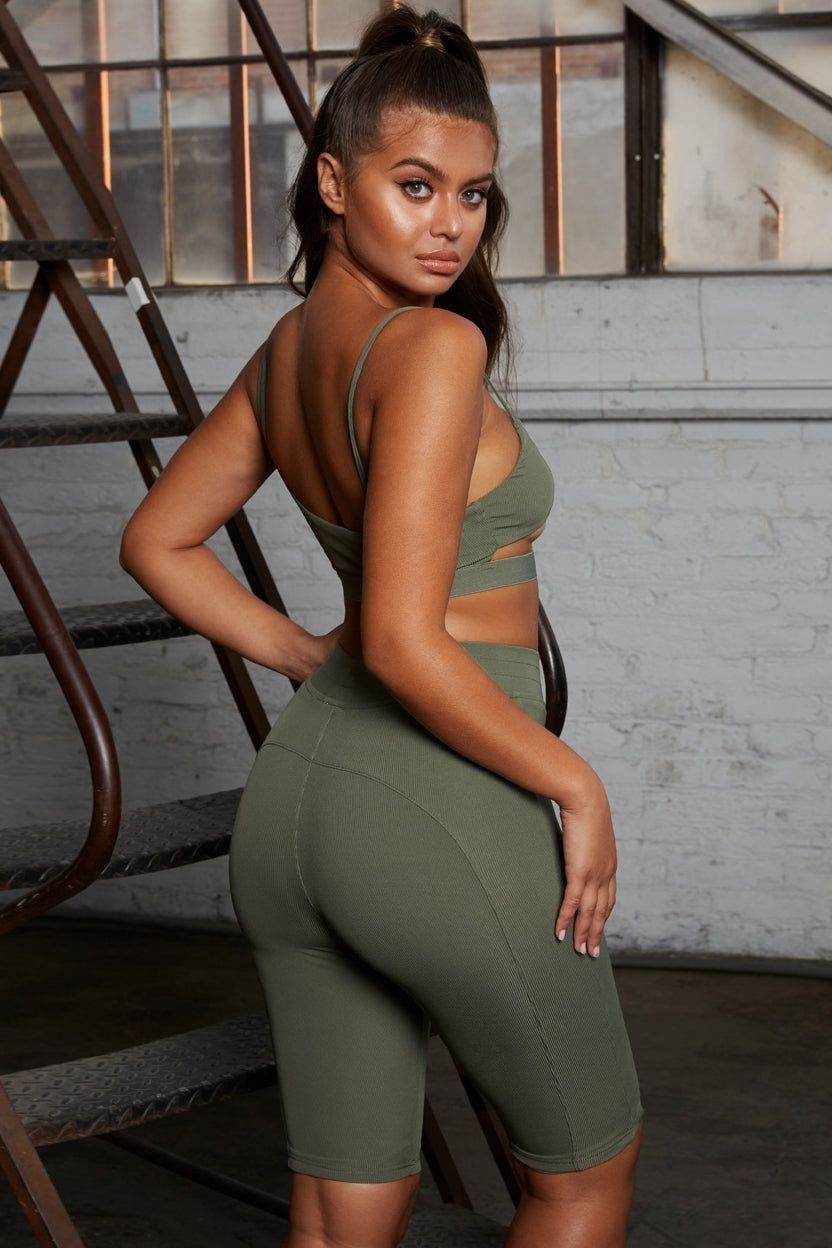 Caught Short High Waisted Cycle Shorts in Khaki sold by Oh Polly product image thumbnail 11