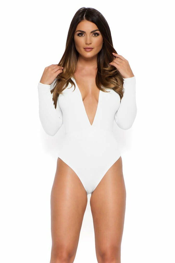 Show Down V Neck Bodysuit in White sold by Oh Polly product image thumbnail 7