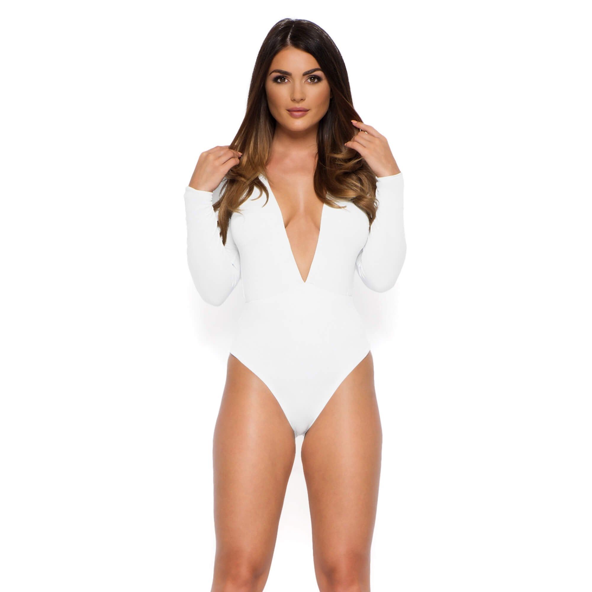 Show Down V Neck Bodysuit in White sold by Oh Polly product image thumbnail 8