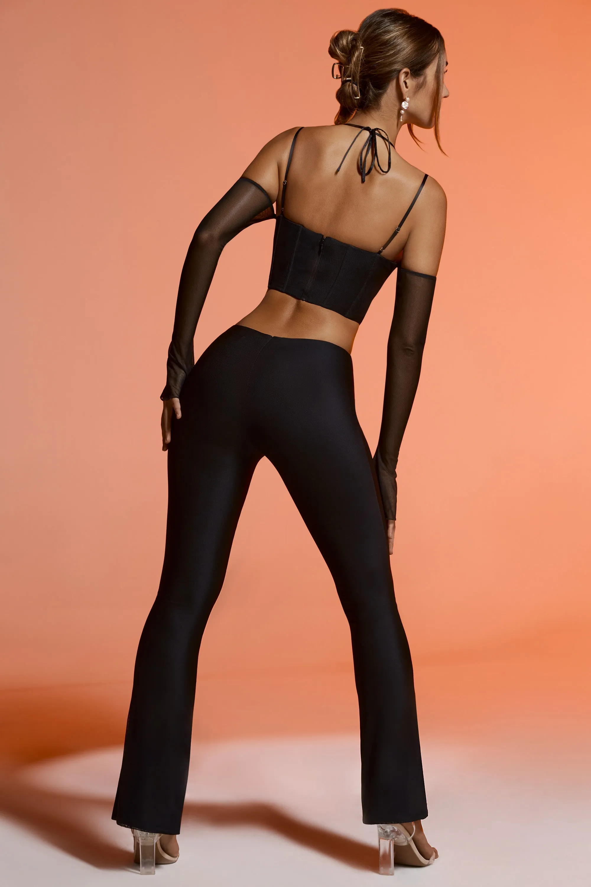 Petite Split Flare Trousers in Black sold by Oh Polly product image thumbnail 2