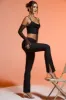 Petite Split Flare Trousers in Black sold by Oh Polly
