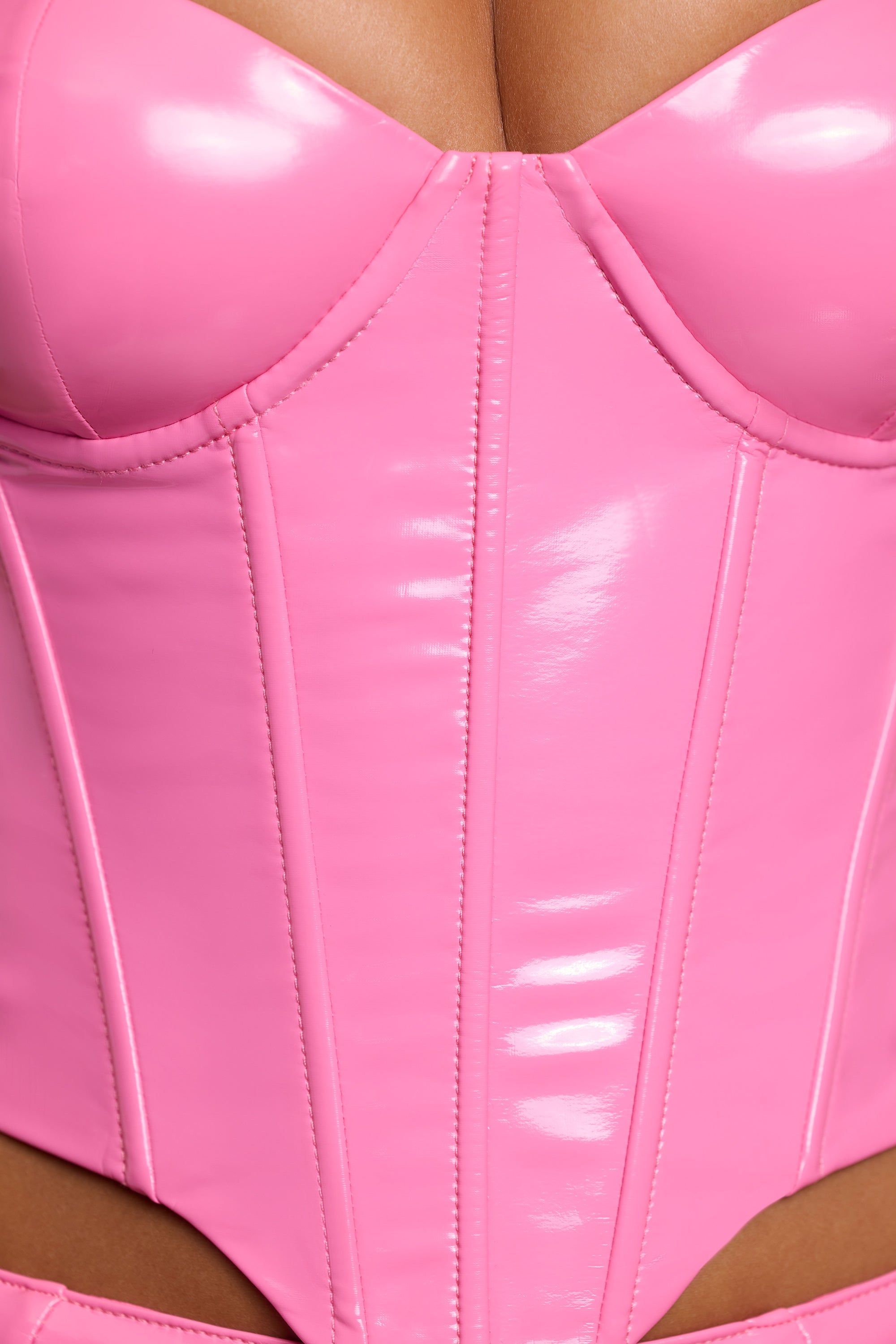 Vinyl Underwired Corset Crop Top in Pink sold by Oh Polly product image thumbnail 4
