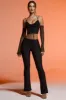 Petite Split Flare Trousers in Black sold by Oh Polly