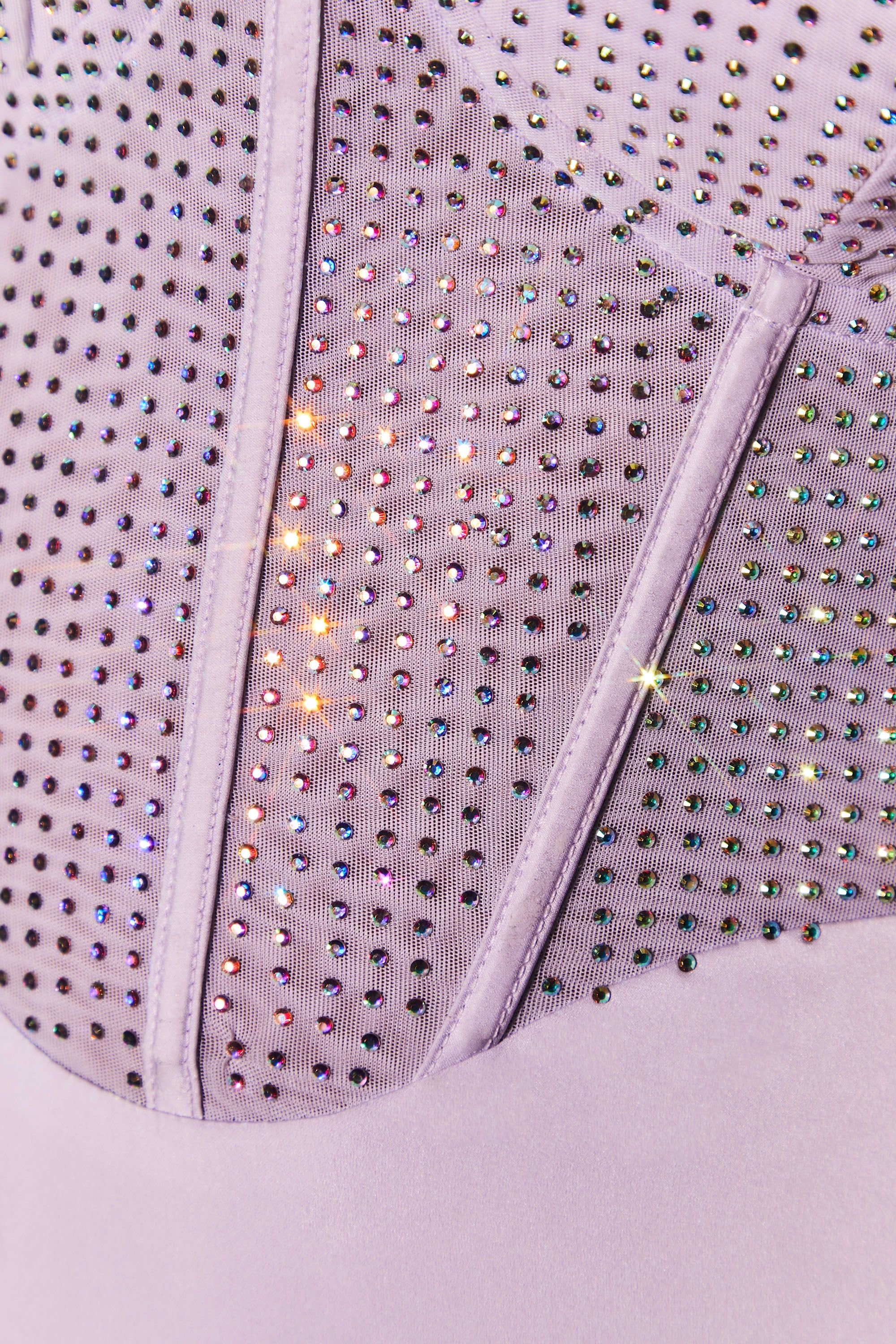 Just One Wish Embellished Corset Satin Mini Dress in Lilac sold by Oh Polly product image thumbnail 5