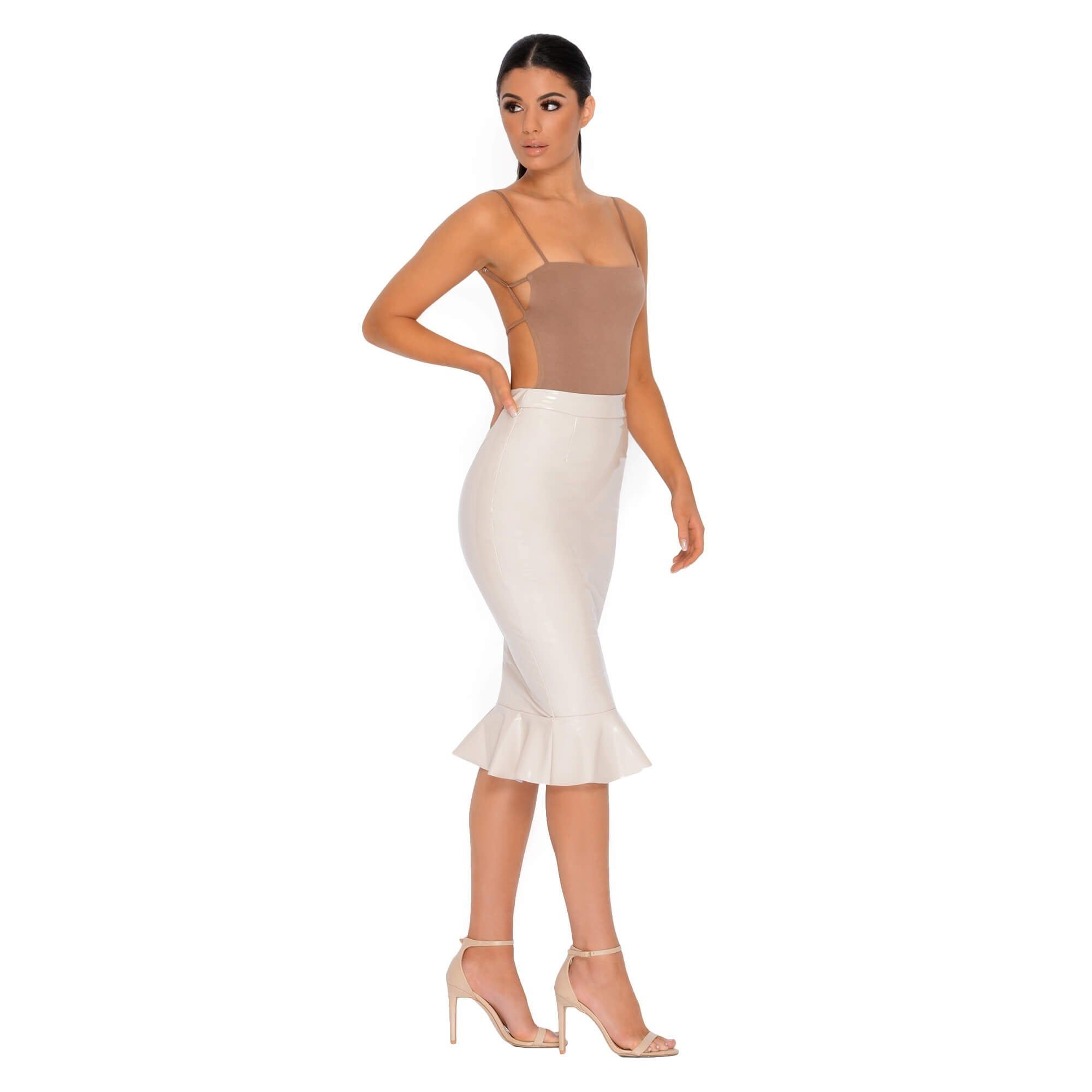 Frilled to Pieces Vinyl Midi Skirt in Cream sold by Oh Polly product image thumbnail 13
