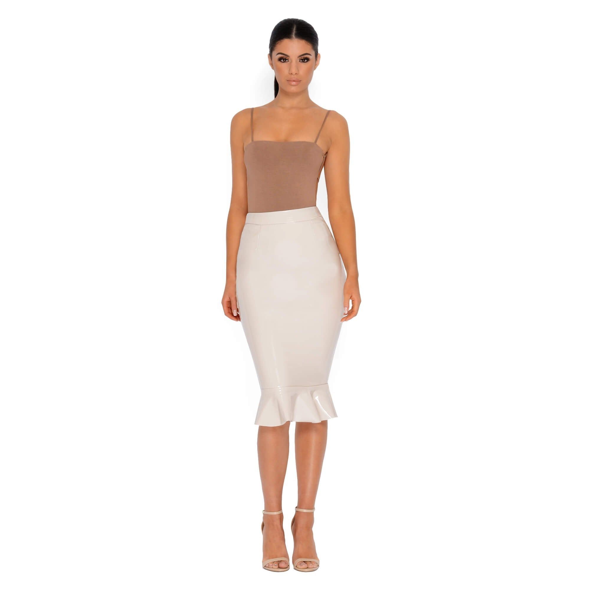 Frilled to Pieces Vinyl Midi Skirt in Cream sold by Oh Polly product image thumbnail 9