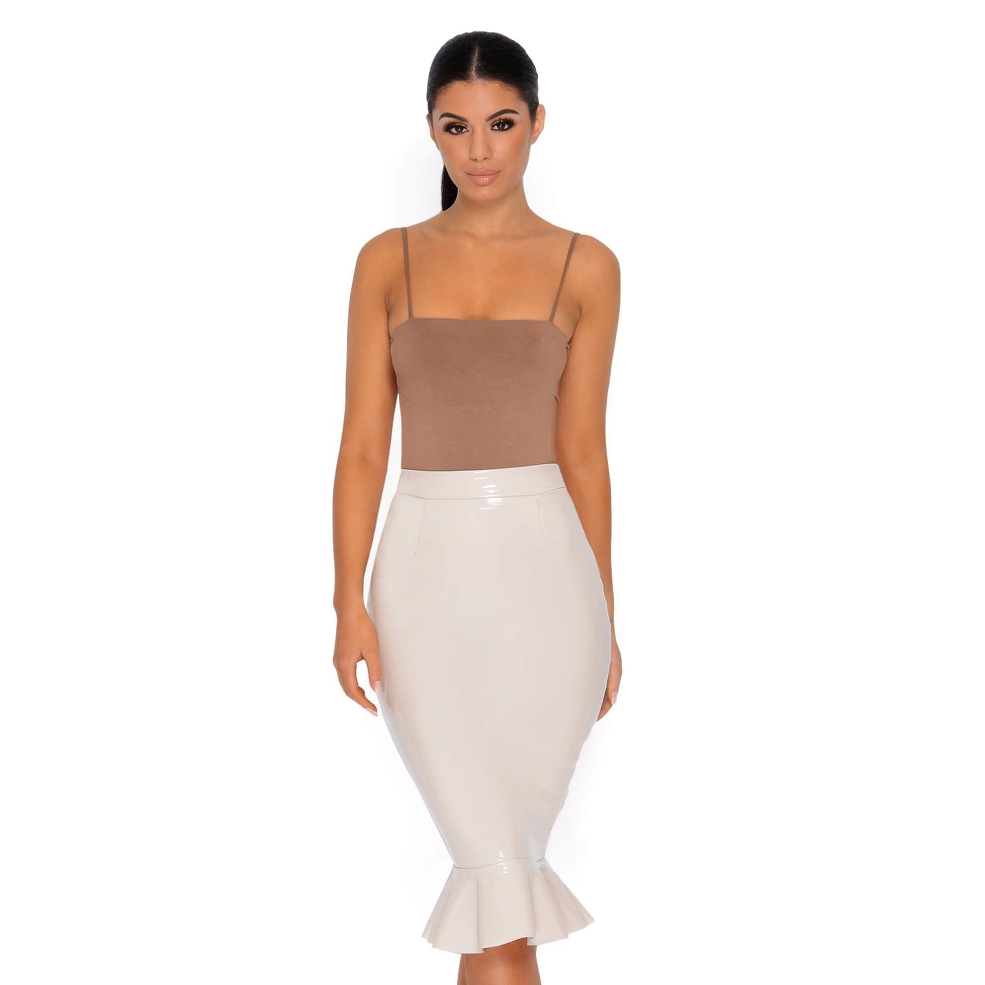 Frilled to Pieces Vinyl Midi Skirt in Cream sold by Oh Polly product image thumbnail 6