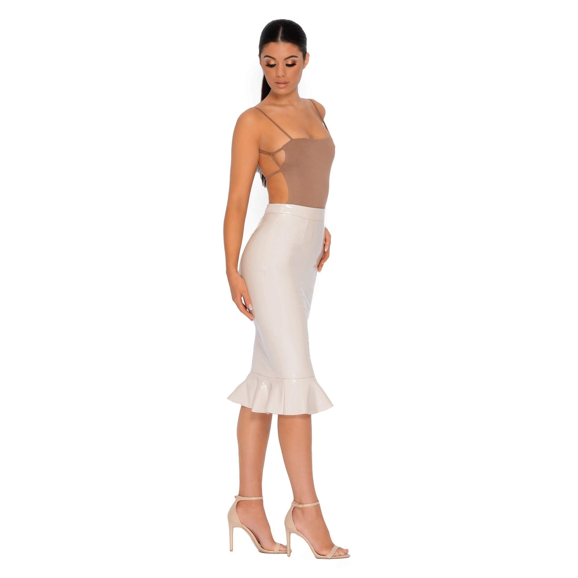 Frilled to Pieces Vinyl Midi Skirt in Cream sold by Oh Polly product image thumbnail 10