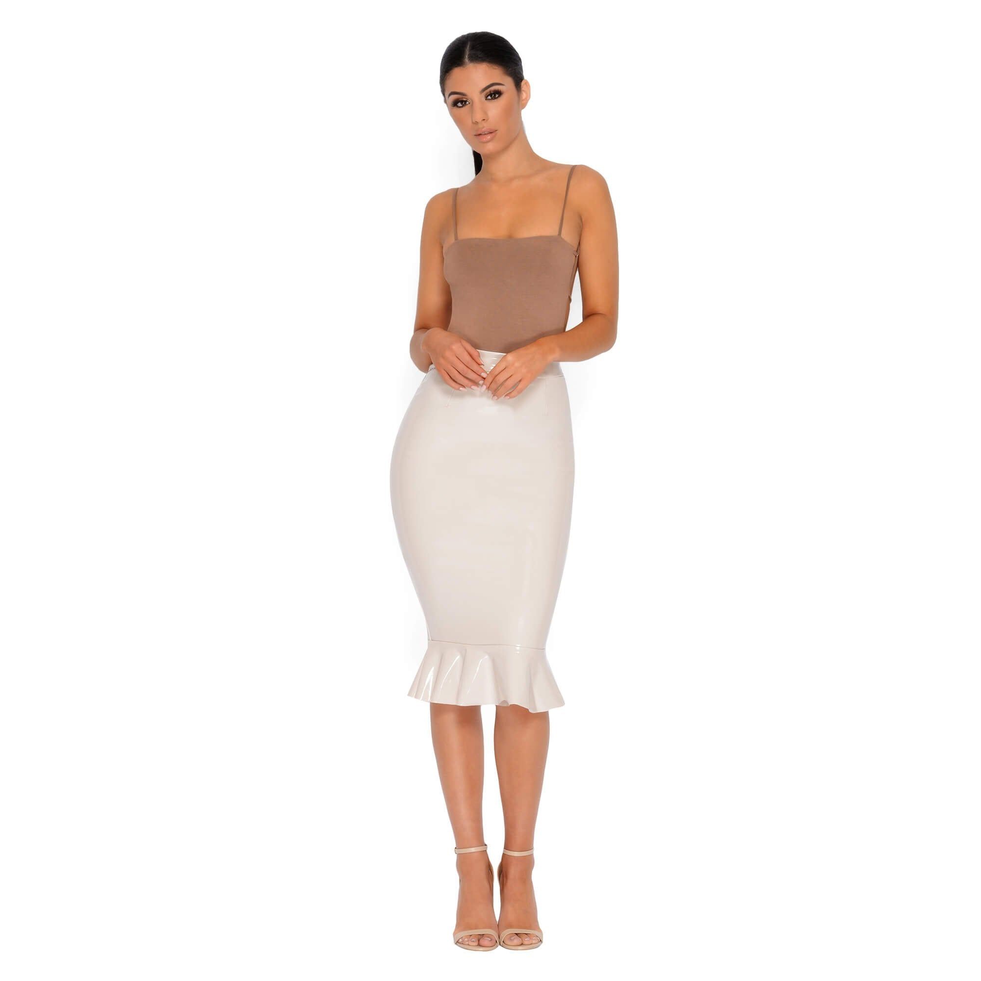 Frilled to Pieces Vinyl Midi Skirt in Cream sold by Oh Polly product image thumbnail 7