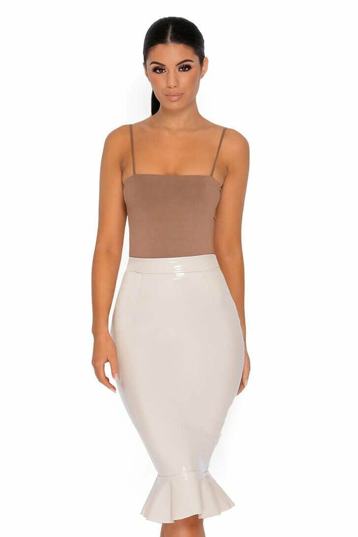 Frilled to Pieces Vinyl Midi Skirt in Cream sold by Oh Polly product image thumbnail 14