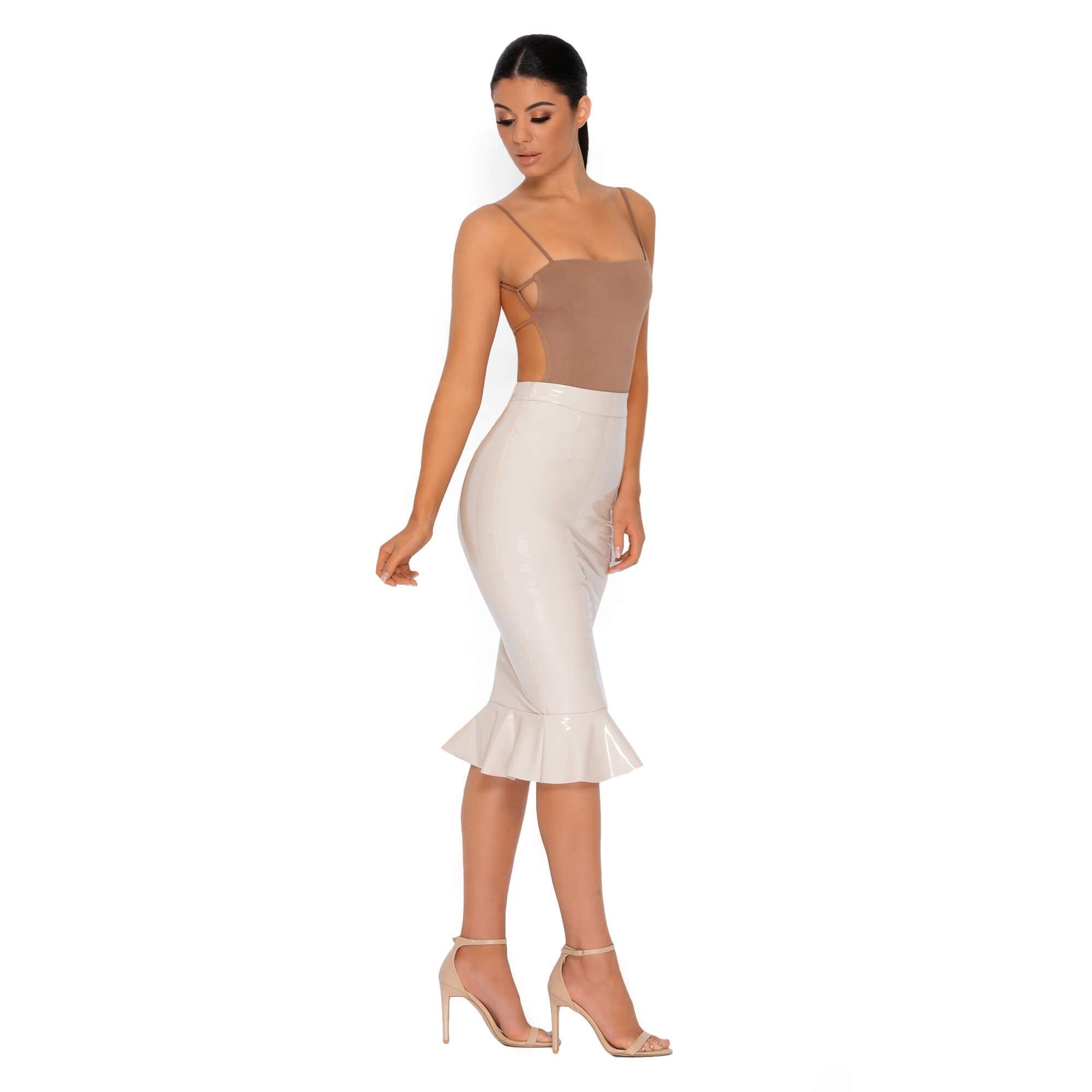Frilled to Pieces Vinyl Midi Skirt in Cream sold by Oh Polly product image thumbnail 11