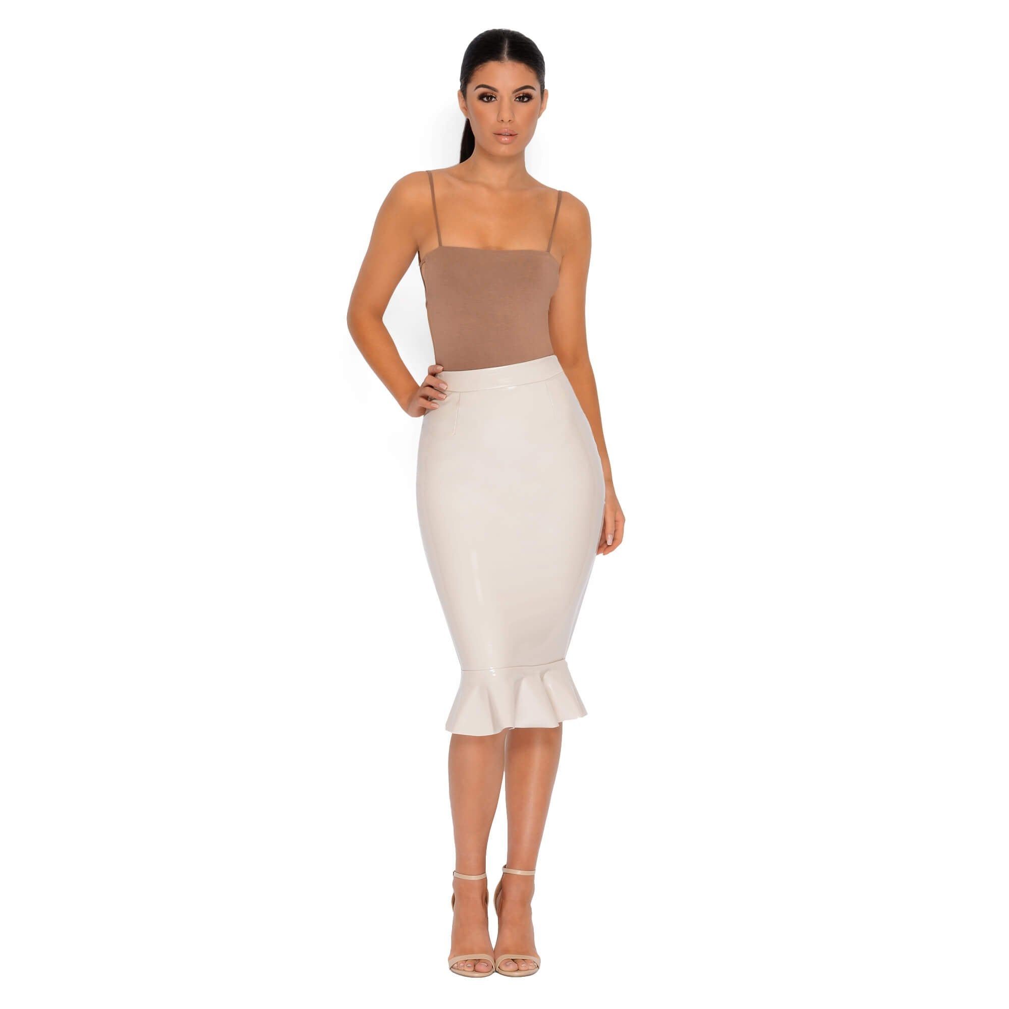 Frilled to Pieces Vinyl Midi Skirt in Cream sold by Oh Polly product image thumbnail 8