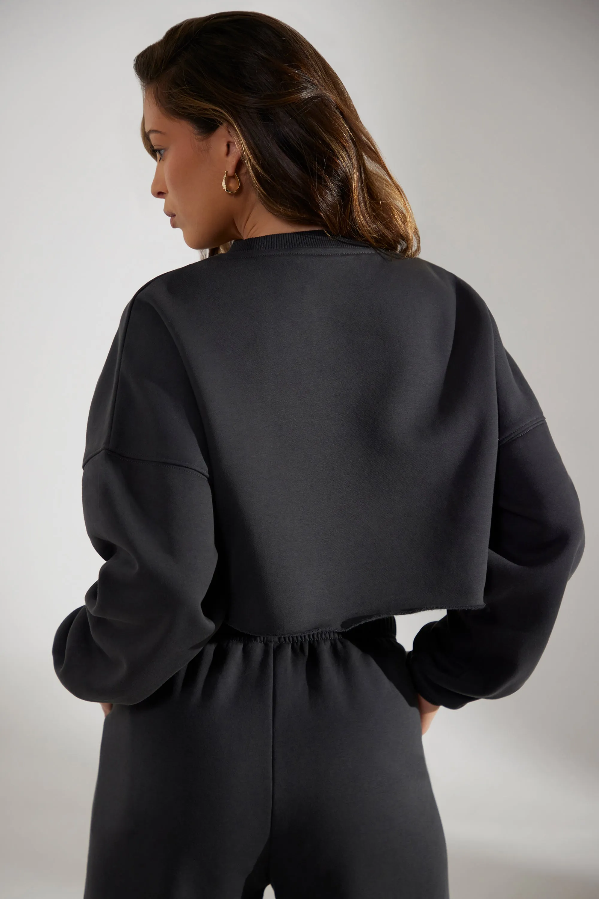 Cropped Oversized Sweatshirt in Washed Black sold by Oh Polly product image thumbnail 2