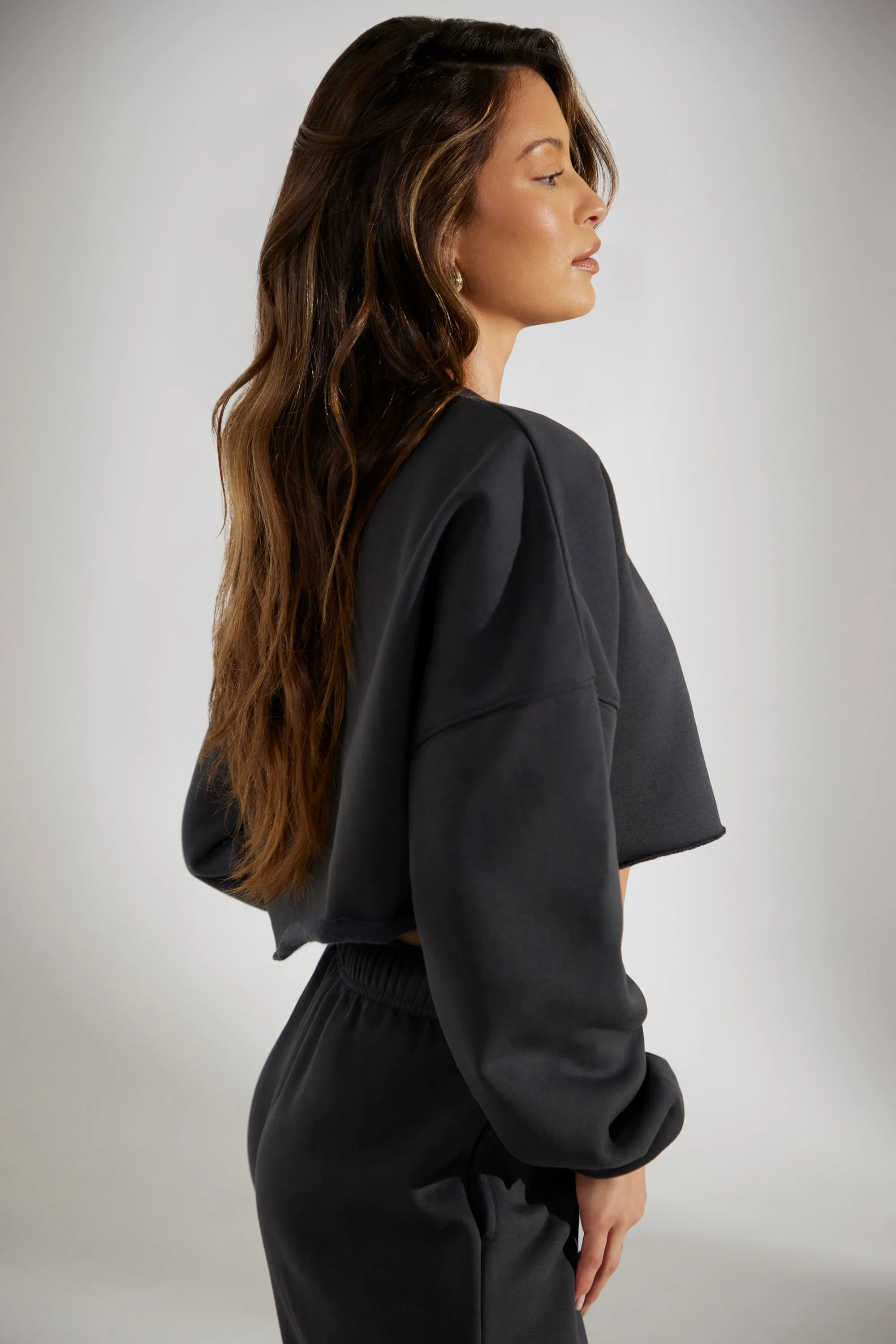 Cropped Oversized Sweatshirt in Washed Black sold by Oh Polly product image thumbnail 3