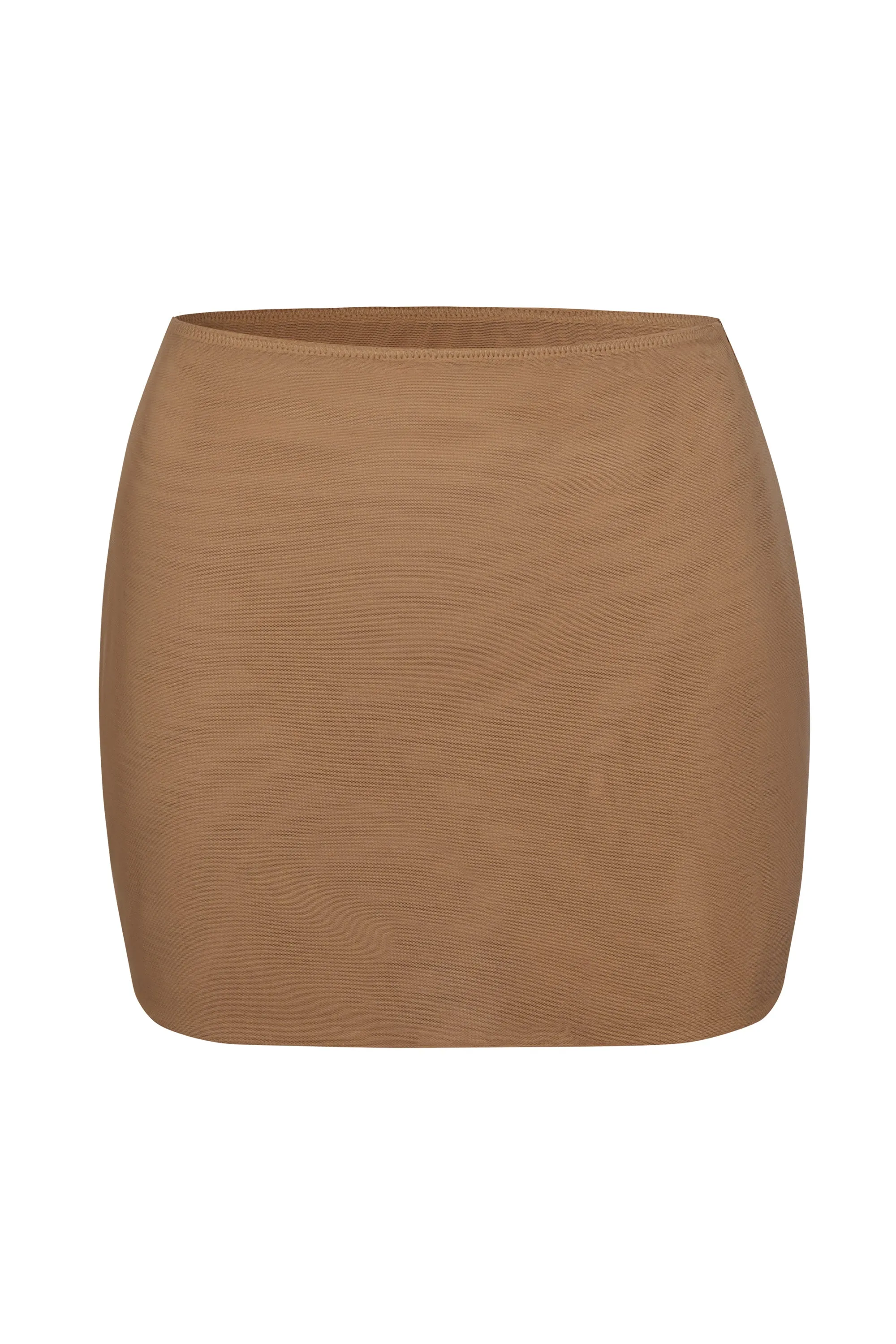 Soft Mesh Low-Rise Micro Mini Slip Skirt in Almond sold by Oh Polly