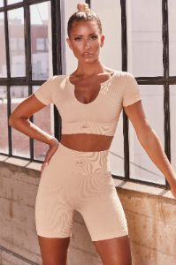 In Charge Ribbed Short Sleeve Crop Top in Cream sold by Oh Polly