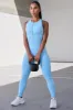 Petite Super Sculpt Seamless Zip Up Full Length Unitard in Sky Blue sold by Oh Polly