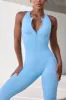 Petite Super Sculpt Seamless Zip Up Full Length Unitard in Sky Blue sold by Oh Polly