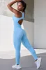 Petite Super Sculpt Seamless Zip Up Full Length Unitard in Sky Blue sold by Oh Polly