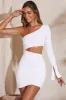 One Shoulder Flare Sleeve Mini Dress in White sold by Oh Polly