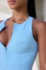 Petite Super Sculpt Seamless Zip Up Full Length Unitard in Sky Blue sold by Oh Polly