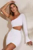 One Shoulder Flare Sleeve Mini Dress in White sold by Oh Polly