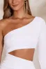 One Shoulder Flare Sleeve Mini Dress in White sold by Oh Polly
