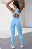 Petite Super Sculpt Seamless Zip Up Full Length Unitard in Sky Blue sold by Oh Polly