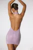 Embellished Extreme Cowl Neck Halter Mini Dress in Lilac sold by Oh Polly
