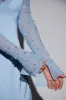 Long Sleeve Embellished A-line Mini Dress in Blue sold by Oh Polly